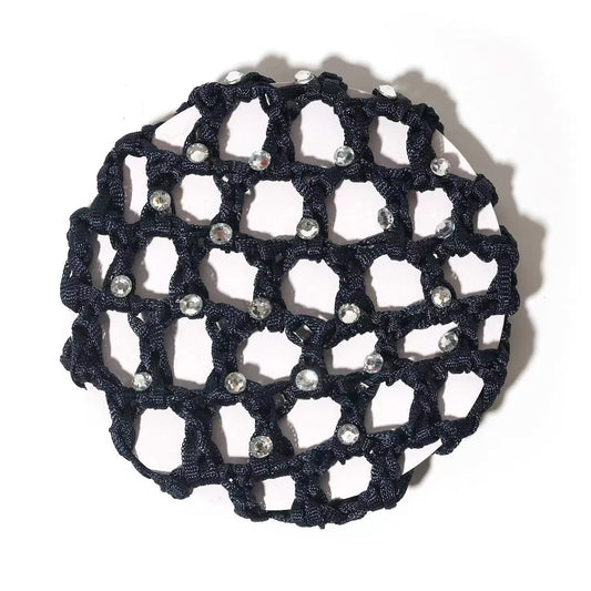 THD Crocheted Ribbon Hair Bun Net with Crystals