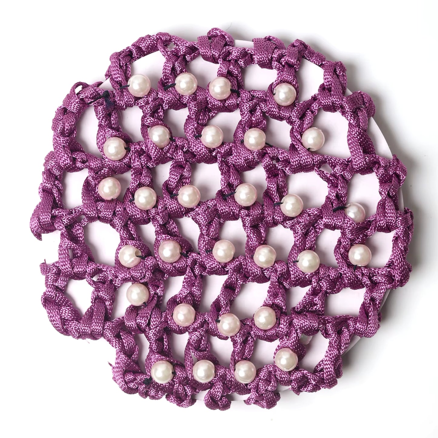 THD Crocheted Ribbon Hair Bun Net with Pearls