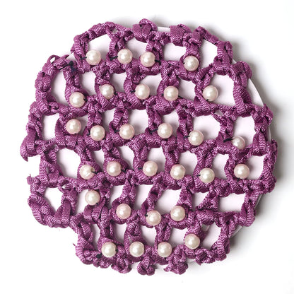 THD Crocheted Ribbon Hair Bun Net with Pearls
