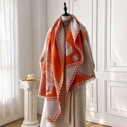 KERRYN Horse Design Cashmere Blend Pashmina/Shaw