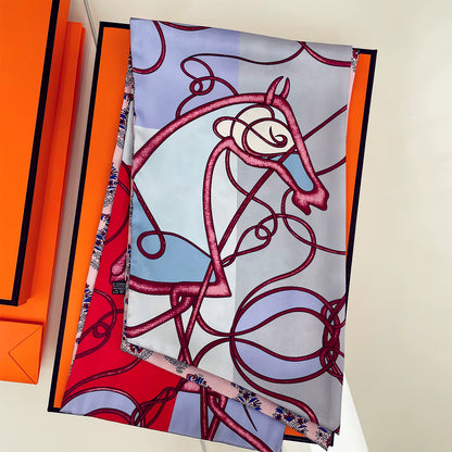 DAVINCI Horse Print Long Satin Scarf