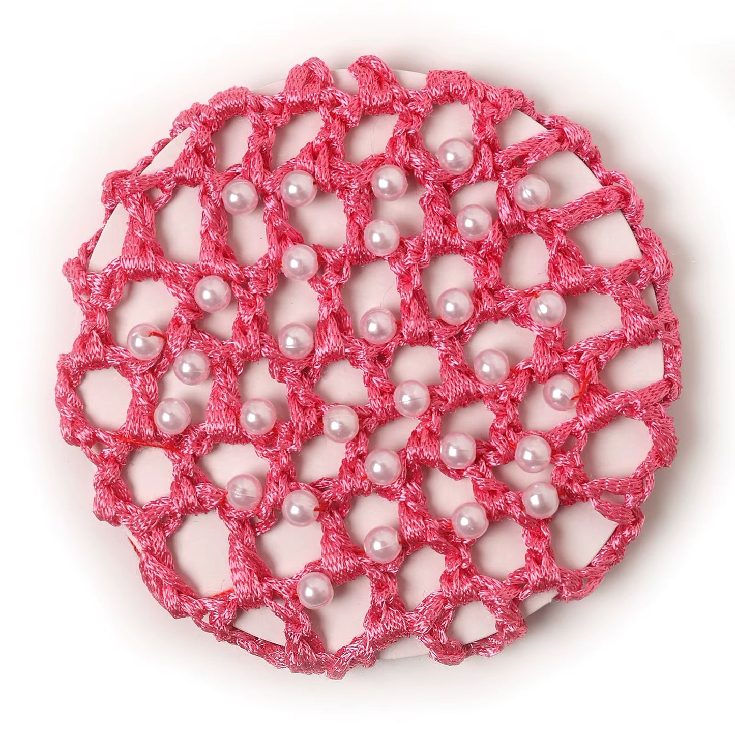 THD Crocheted Ribbon Hair Bun Net with Pearls
