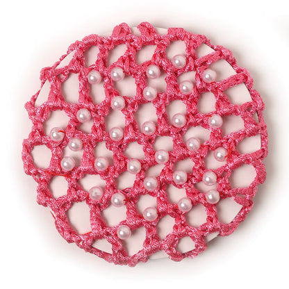 THD Crocheted Ribbon Hair Bun Net with Pearls