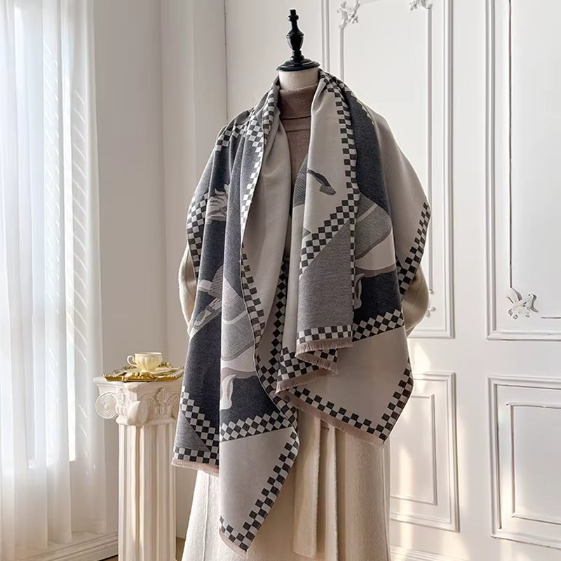 KERRYN Horse Design Cashmere Blend Pashmina/Shaw
