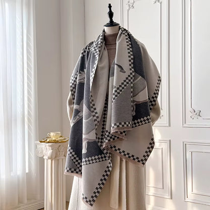 KERRYN Horse Design Cashmere Blend Pashmina/Shaw