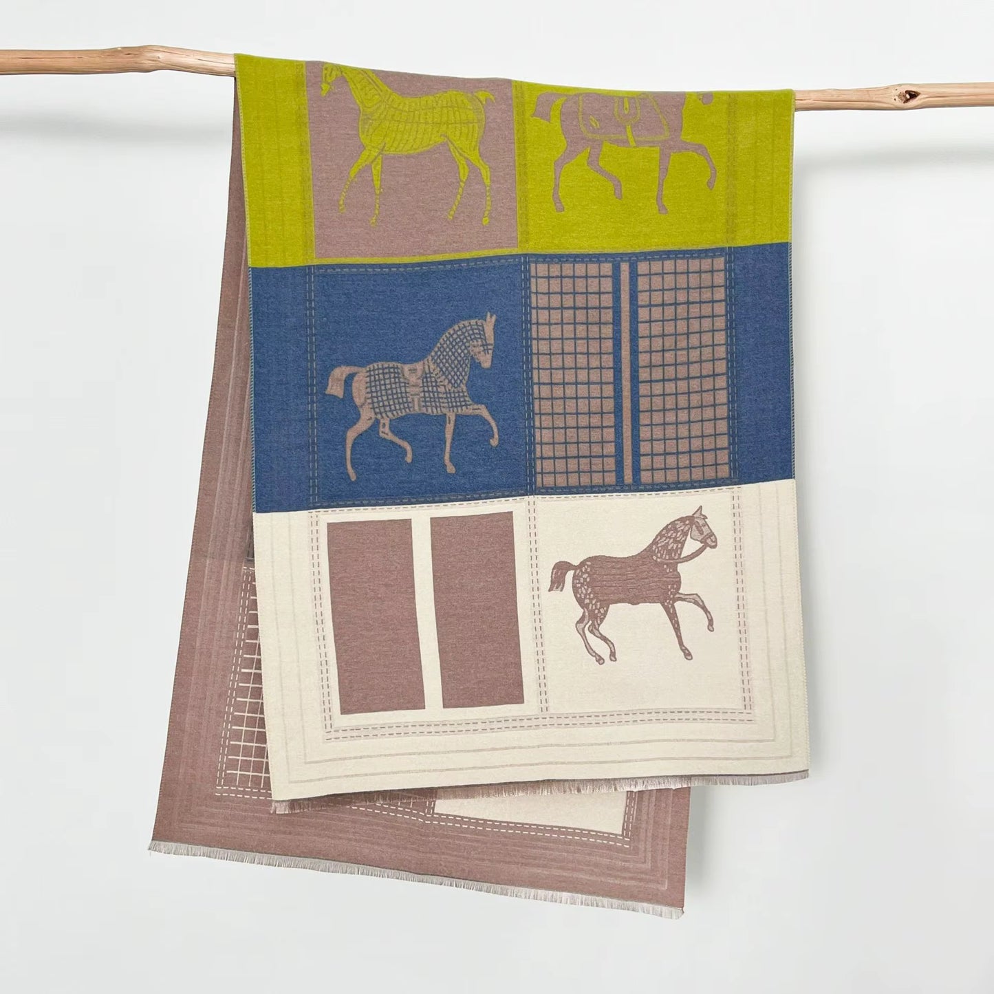 BRAD Horse Design Cashmere Blend Pashmina/Shawl
