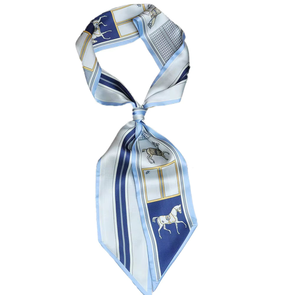MASTER Horse Design Silk Look Skinny Scarf