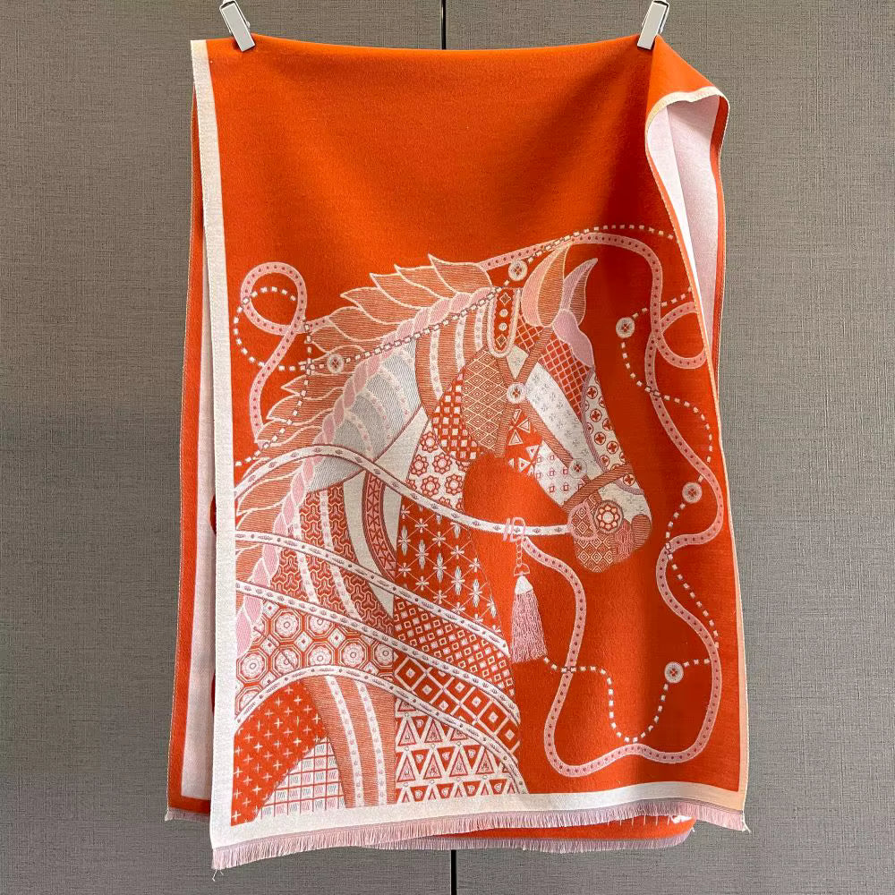 PAM Horse Design Cashmere Blend Pashmina/Shawl - 180x65cm