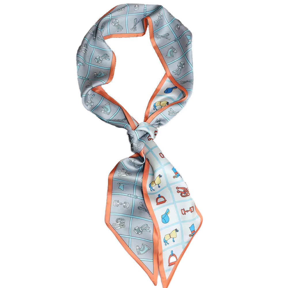 DOLLY Horse Design Silk Look Skinny Scarf