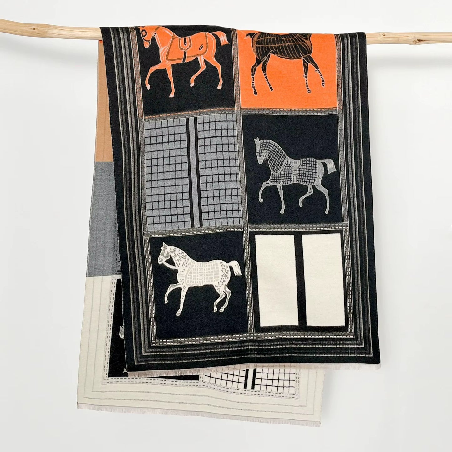 BRAD Horse Design Cashmere Blend Pashmina/Shawl