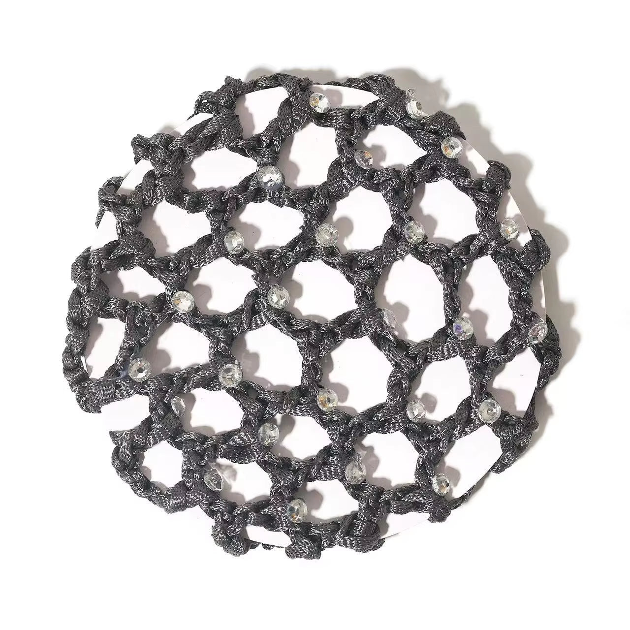 THD Crocheted Ribbon Hair Bun Net with Crystals