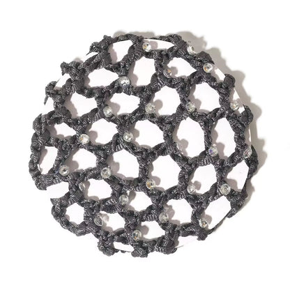 THD Crocheted Ribbon Hair Bun Net with Crystals