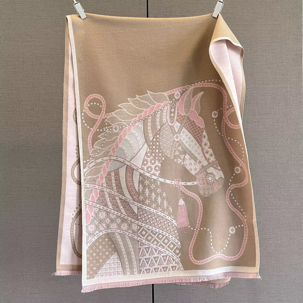 PAM Horse Design Cashmere Blend Pashmina/Shawl - 180x65cm
