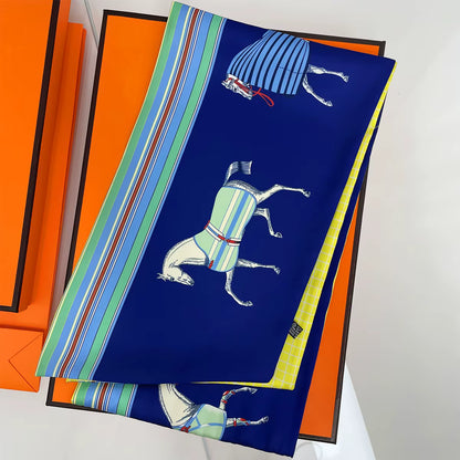SHADOW Horse Print Long Satin Scarf