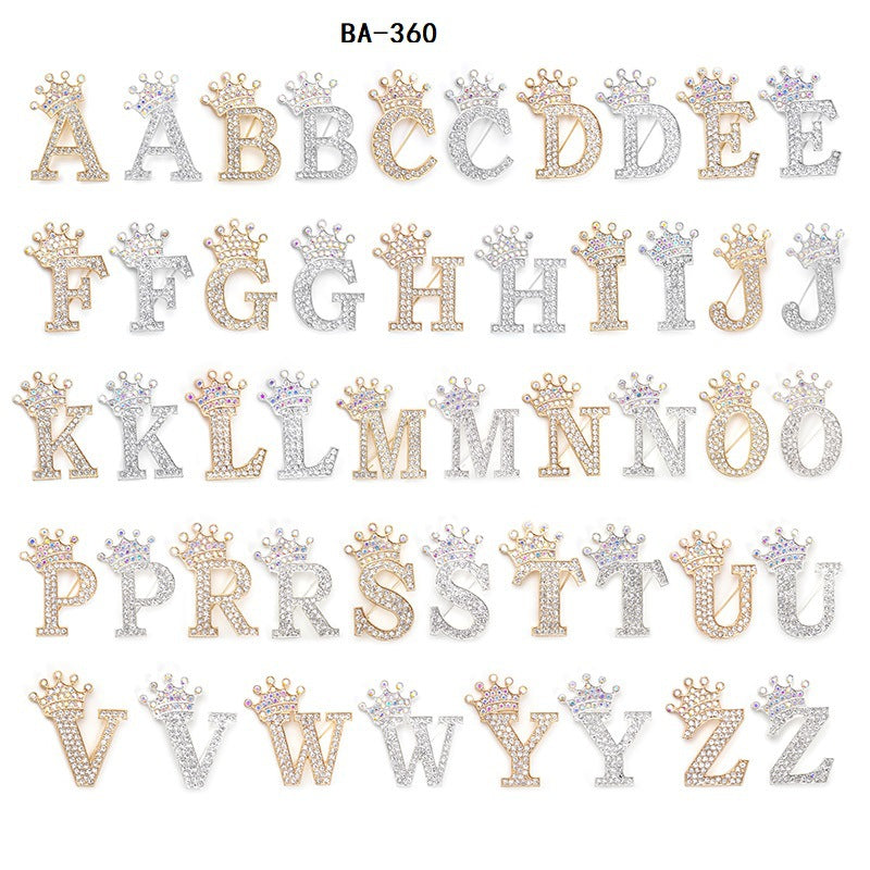 The Horse Den Diamante Letter Pin with Crown