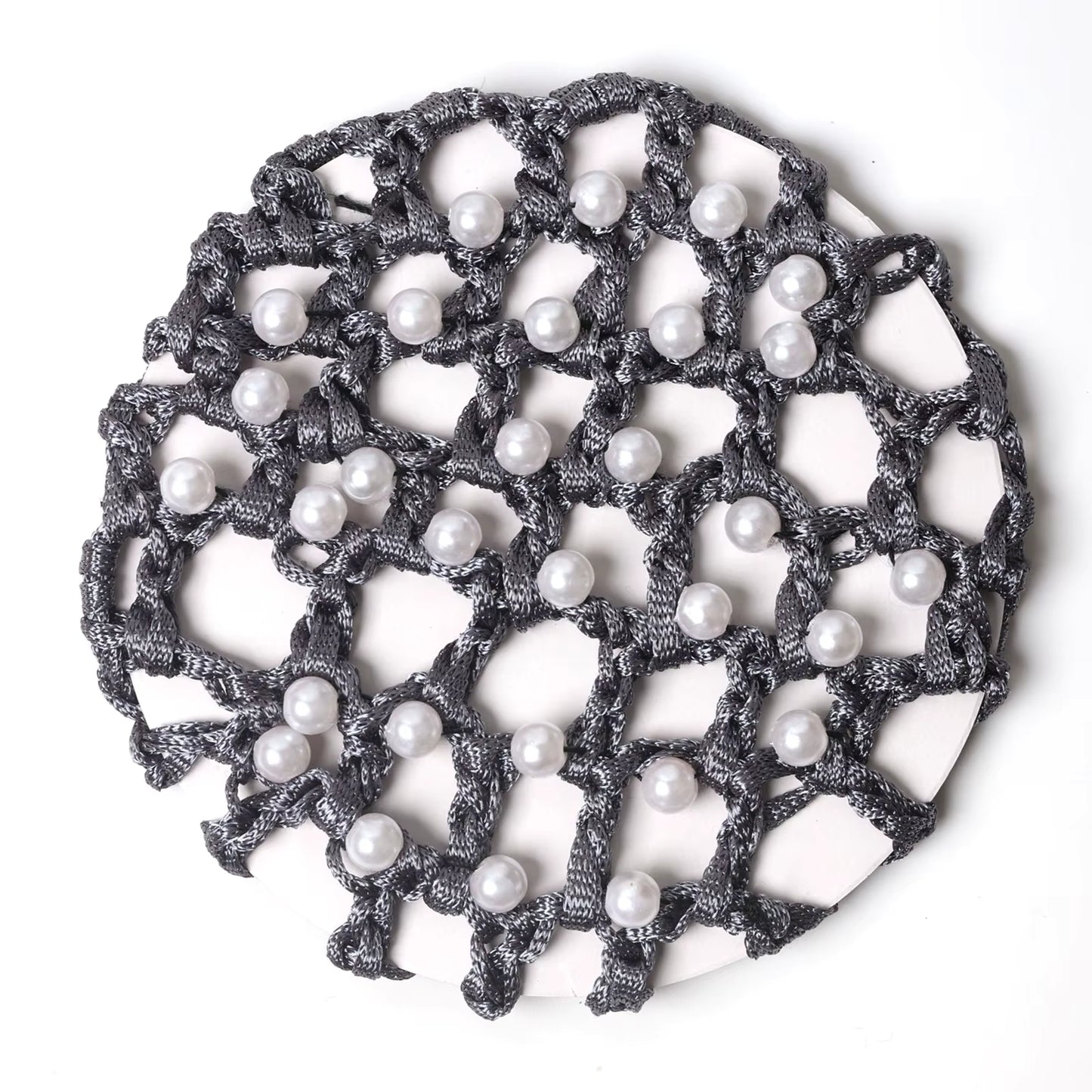 THD Crocheted Ribbon Hair Bun Net with Pearls