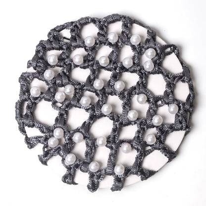 THD Crocheted Ribbon Hair Bun Net with Pearls
