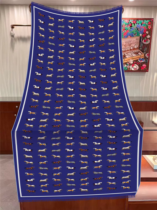 ROMANCE Horse Print Cashmere/Silk Pashmina/Shawl