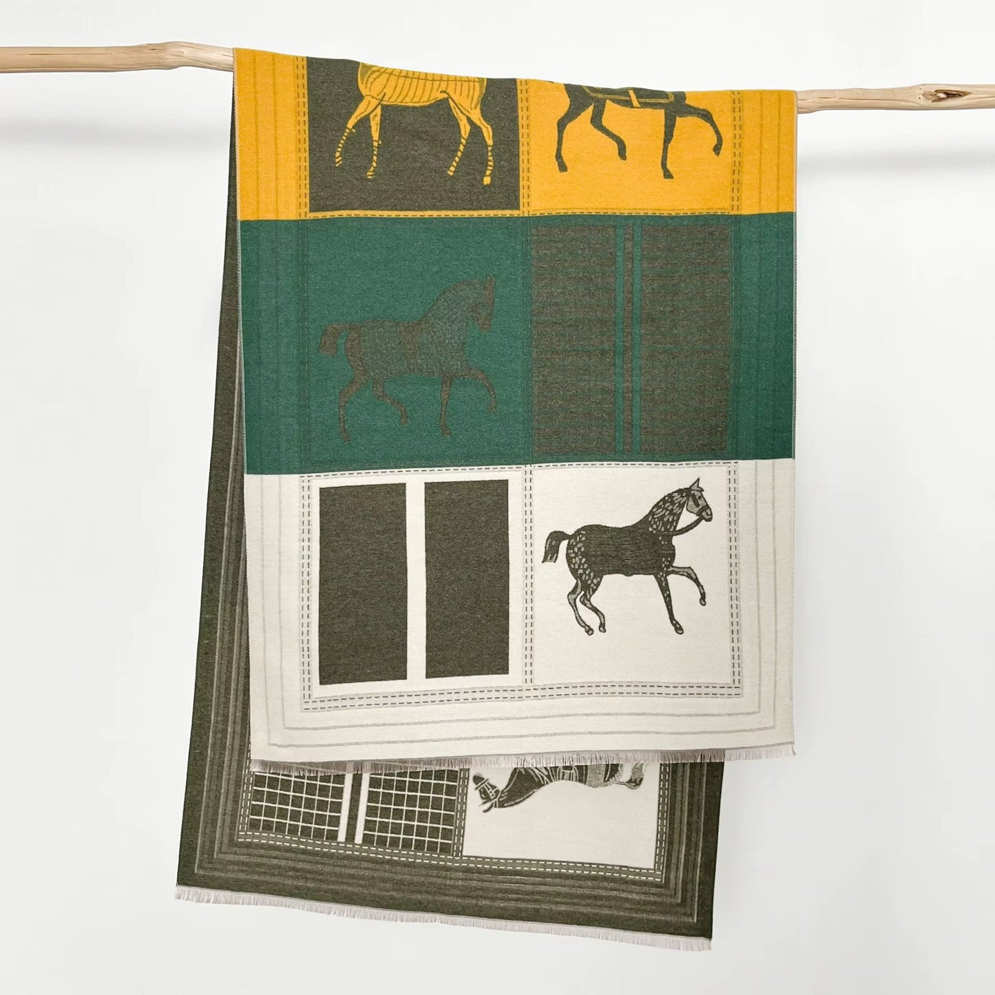 BRAD Horse Design Cashmere Blend Pashmina/Shawl