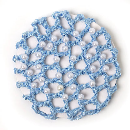 THD Crocheted Ribbon Hair Bun Net with Pearls