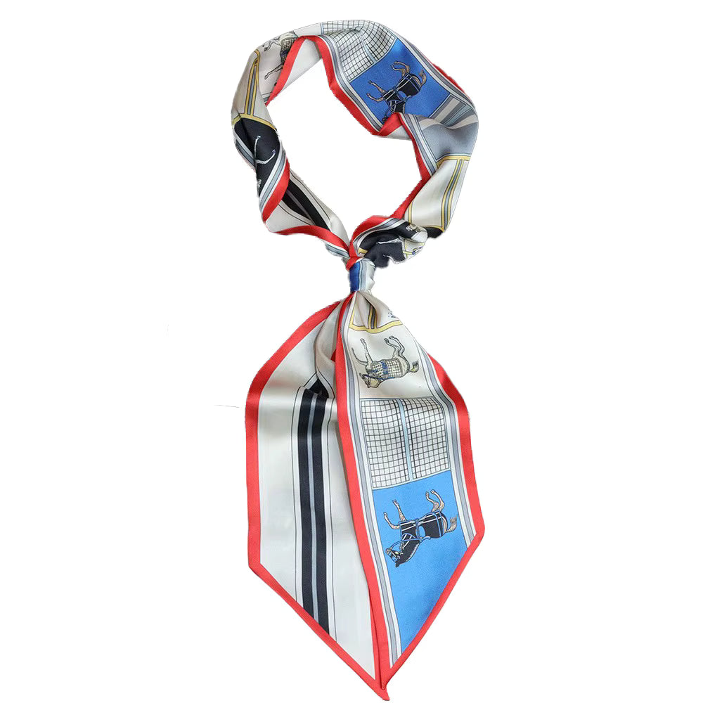 MASTER Horse Design Silk Look Skinny Scarf