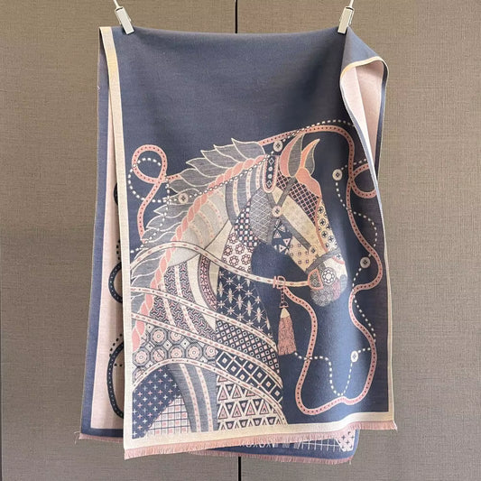 PAM Horse Design Cashmere Blend Pashmina/Shawl - 180x65cm
