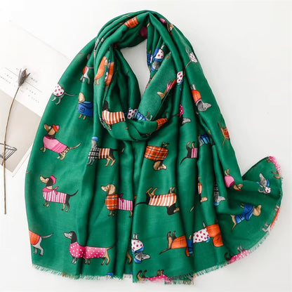DIGBY Daschund Printed Viscose/Cotton Scarf