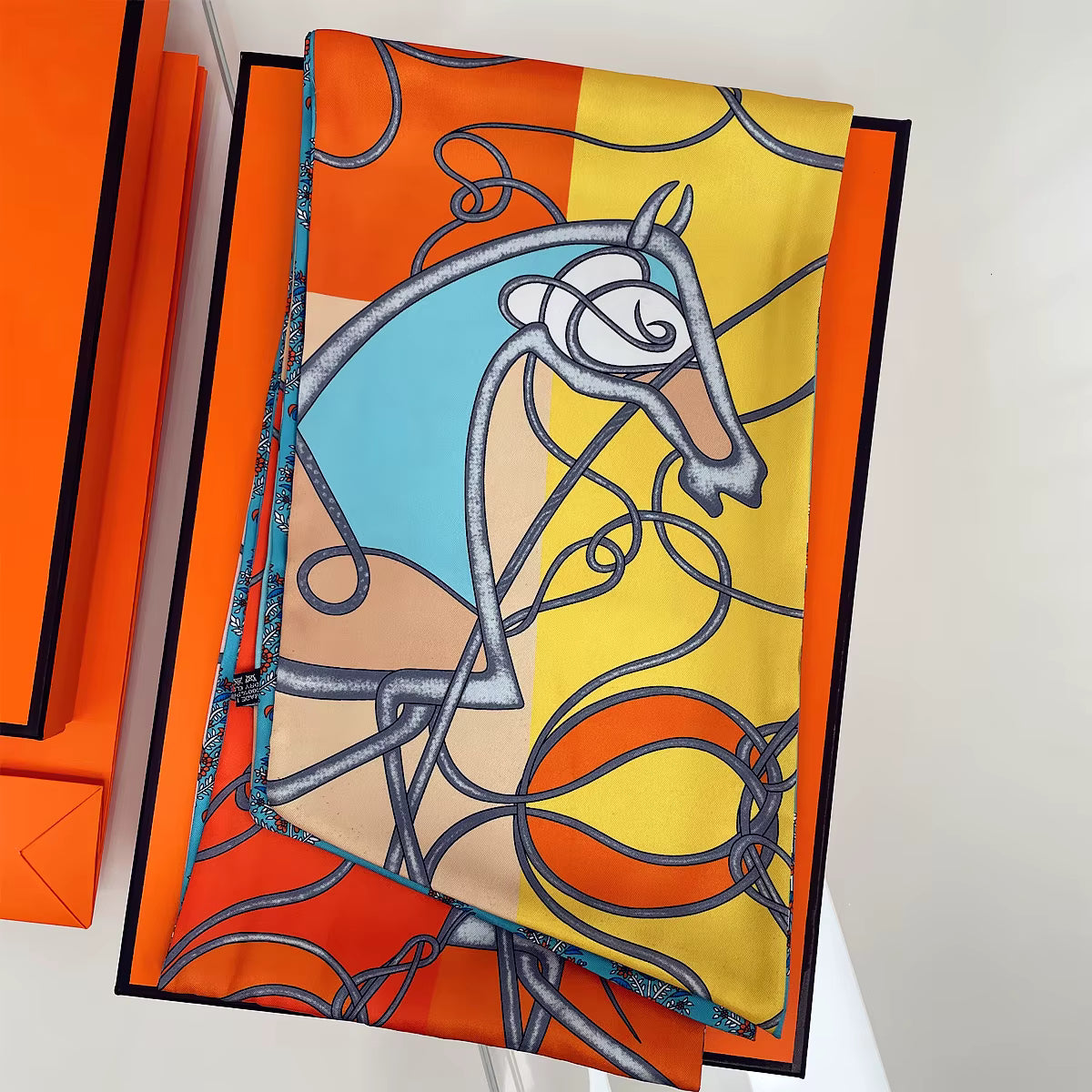 DAVINCI Horse Print Long Satin Scarf