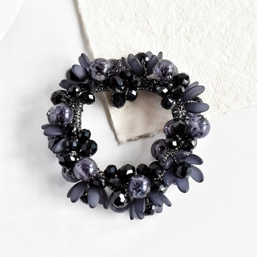 THD Crystal, Pearls and Beaded Flowers Hair Tie