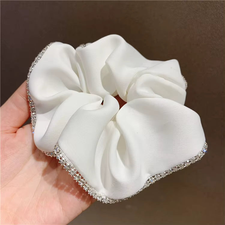 BRIDGET Rhinestone Edge Satin Scrunchie