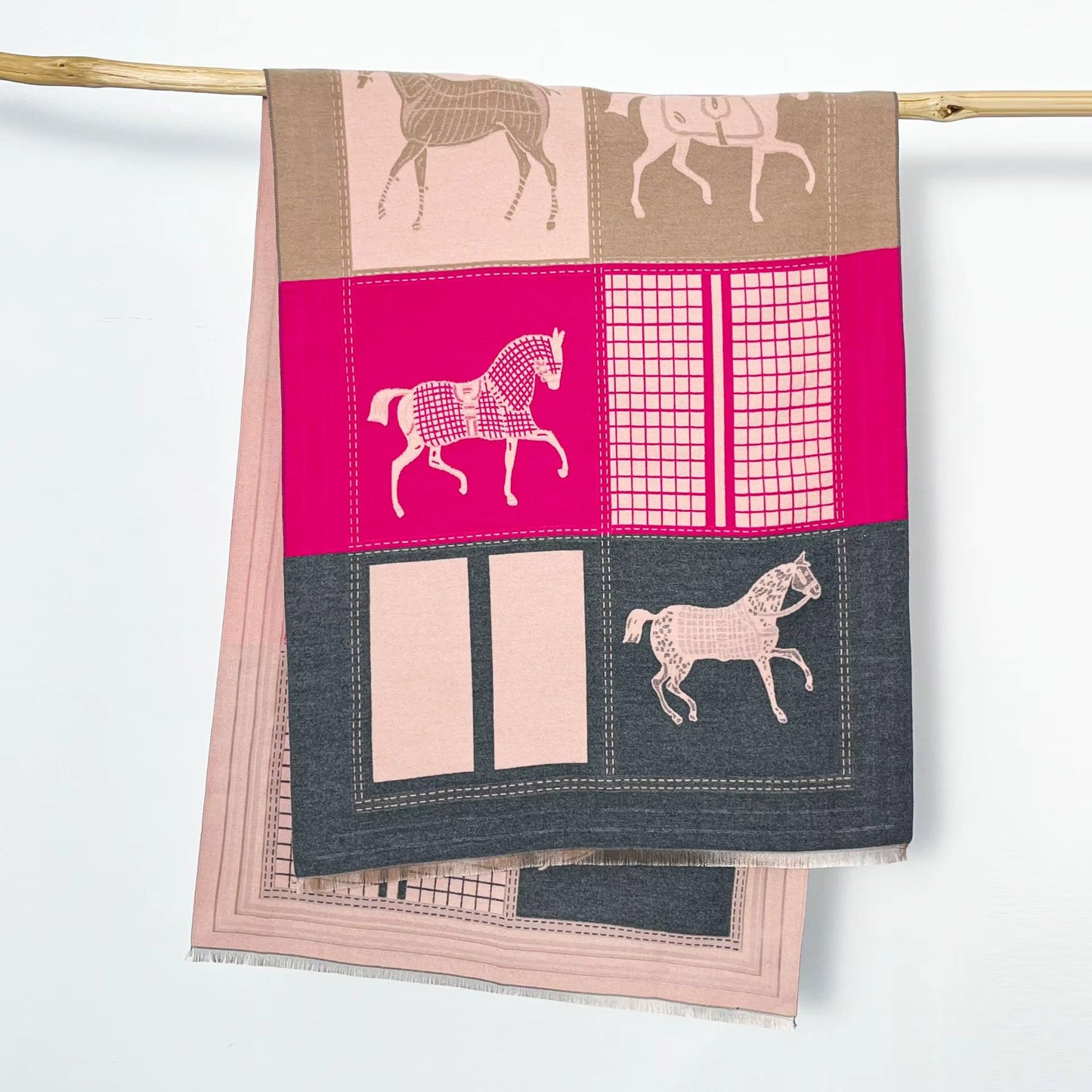 BRAD Horse Design Cashmere Blend Pashmina/Shawl