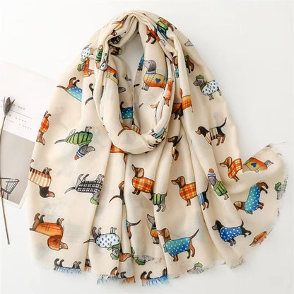 DIGBY Daschund Printed Viscose/Cotton Scarf