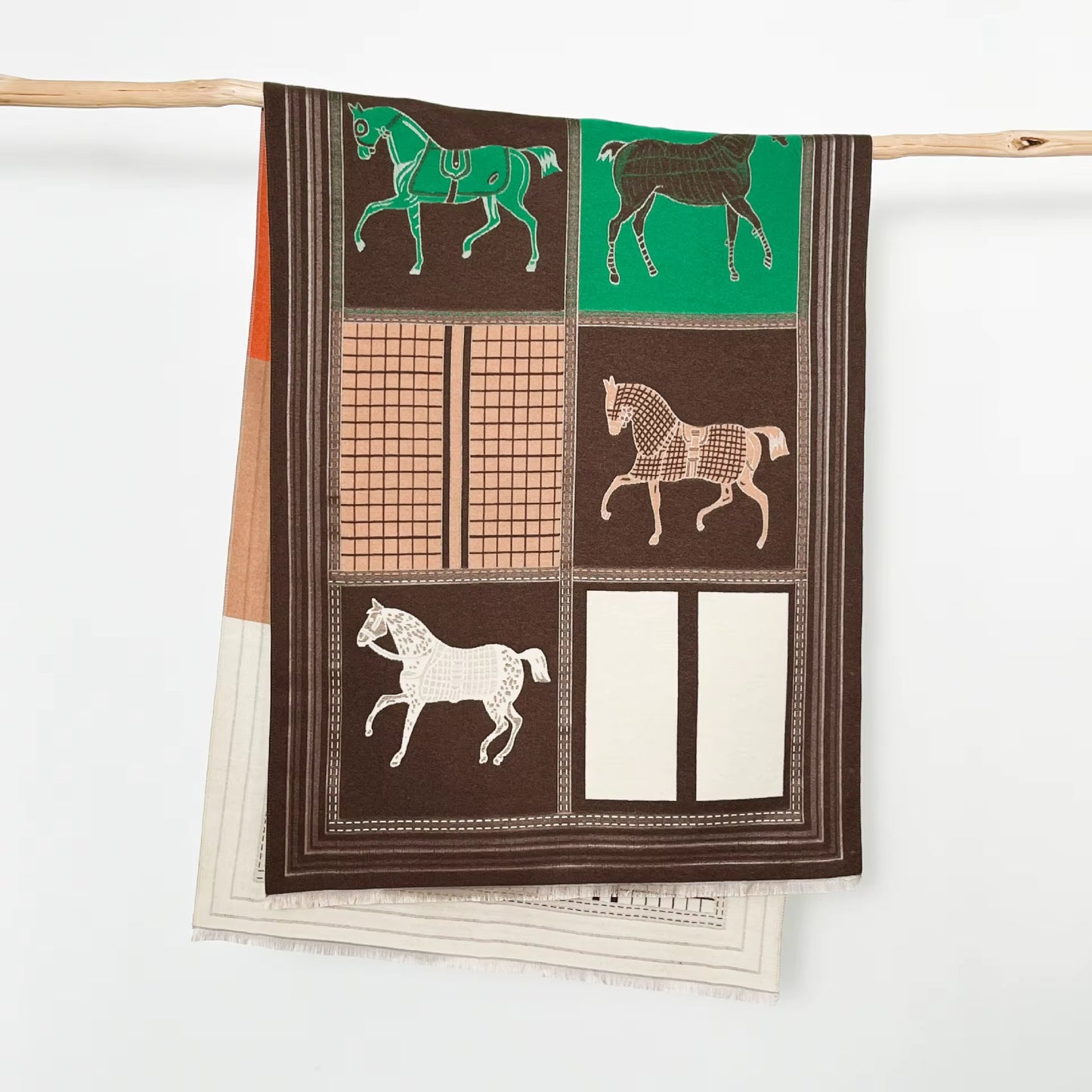 BRAD Horse Design Cashmere Blend Pashmina/Shawl