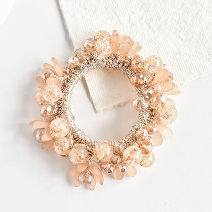 THD Crystal, Pearls and Beaded Flowers Hair Tie