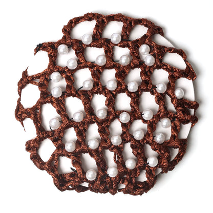 THD Crocheted Ribbon Hair Bun Net with Pearls