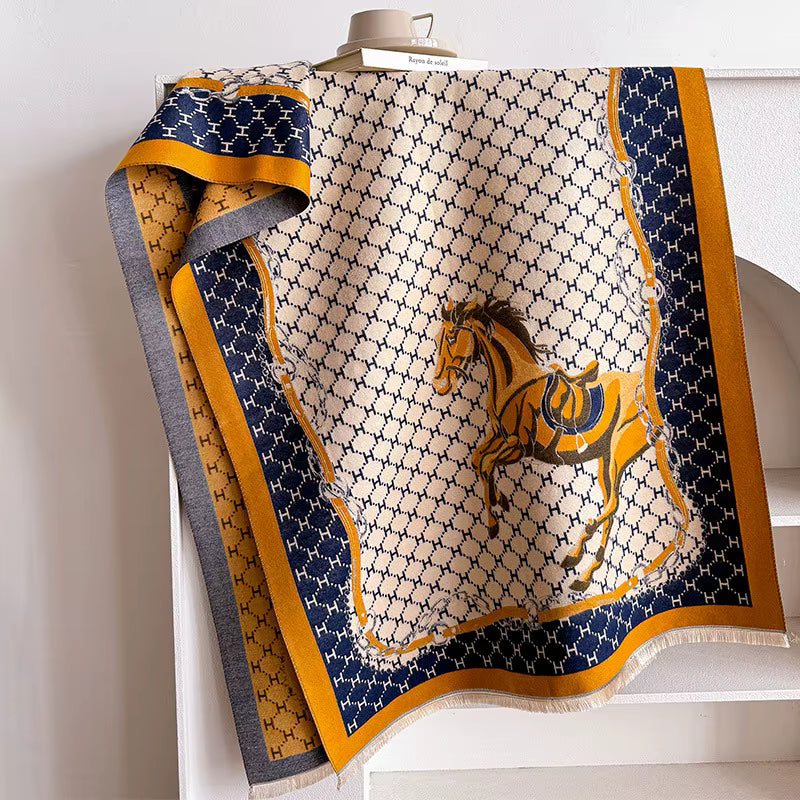 LAHORE Horse Design Cashmere Pashmina/Shawl