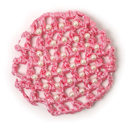 THD Crocheted Ribbon Hair Bun Net with Pearls