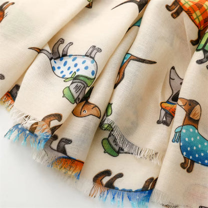 DIGBY Daschund Printed Viscose/Cotton Scarf