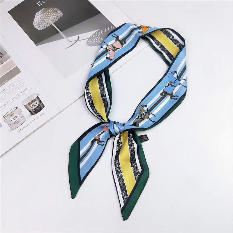 KATE Horse Design Silk Look Skinny Scarf