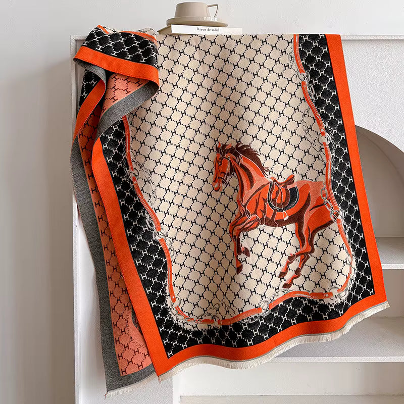 LAHORE Horse Design Cashmere Pashmina/Shawl