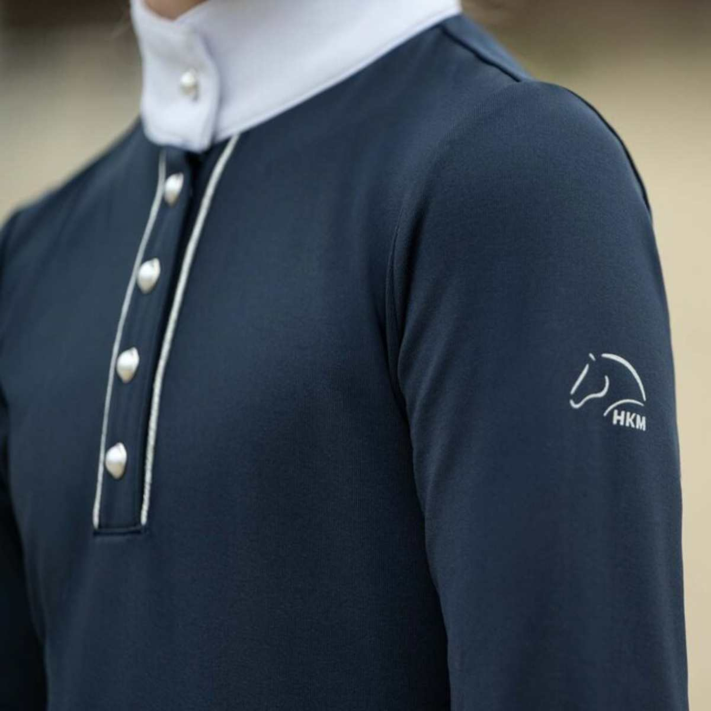 HKM Kids Emilia Competition Shirt - Deep Blue & White