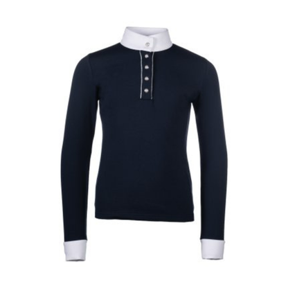 HKM Kids Emilia Competition Shirt - Deep Blue & White