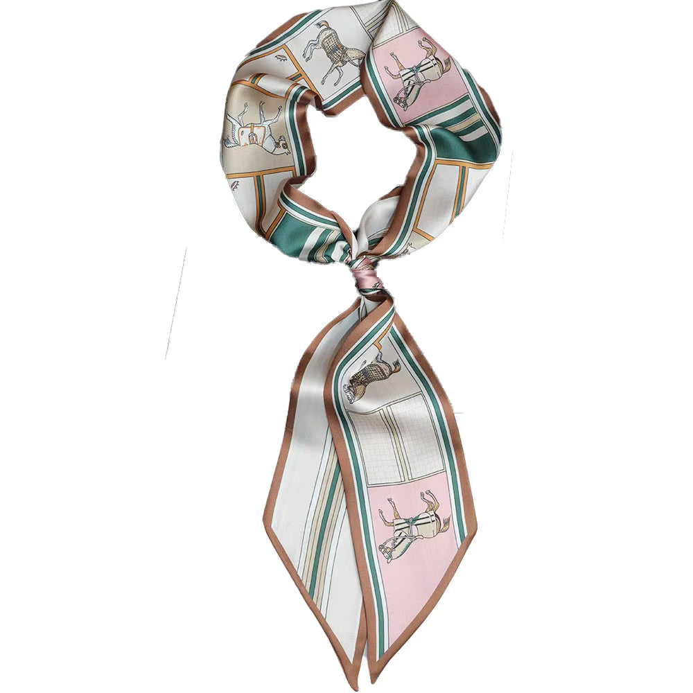 MASTER Horse Design Silk Look Skinny Scarf