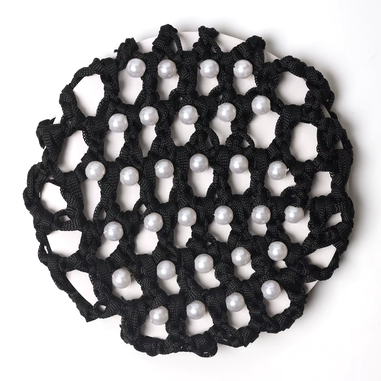 THD Crocheted Ribbon Hair Bun Net with Pearls