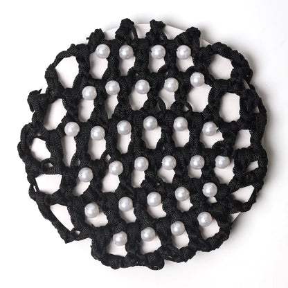 THD Crocheted Ribbon Hair Bun Net with Pearls