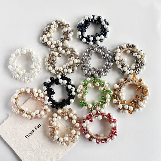 DI Imitation Crystal & Pearl Scrunchie