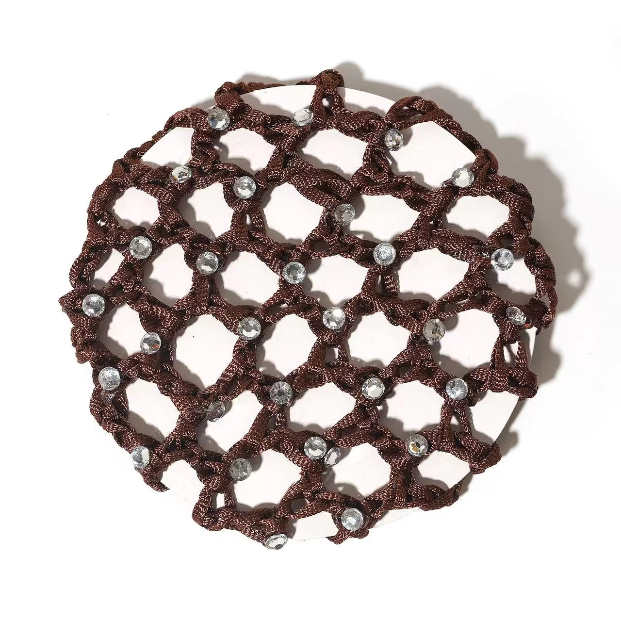 THD Crocheted Ribbon Hair Bun Net with Crystals