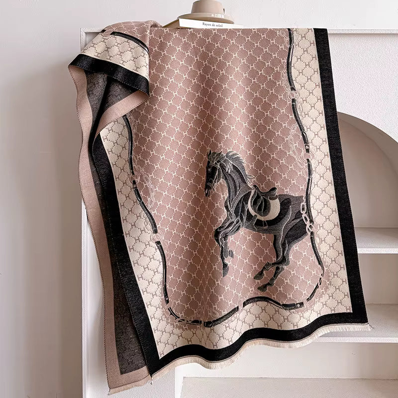 LAHORE Horse Design Cashmere Pashmina/Shawl
