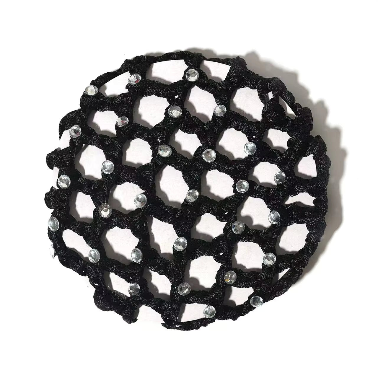 THD Crocheted Ribbon Hair Bun Net with Crystals