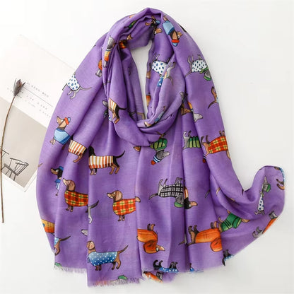 DIGBY Daschund Printed Viscose/Cotton Scarf